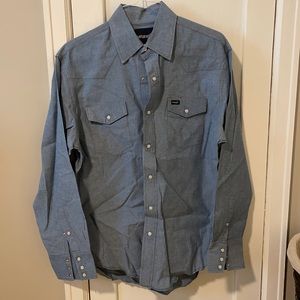 Men’s Wrangler Pearl Snap Denim Chambray Shirt
